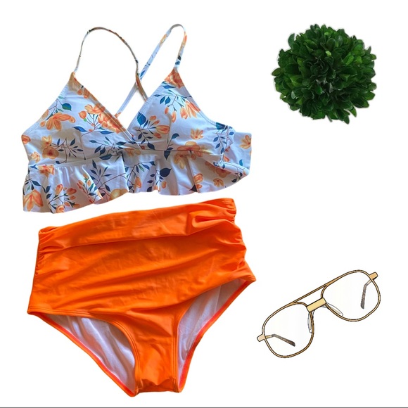 SHEIN Other - Orange High Waisted Bathing Suit